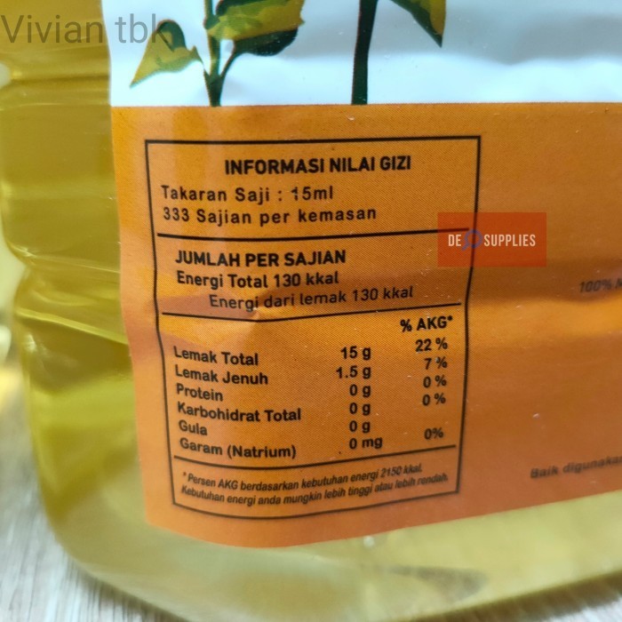 

vv Lily Flower Minyak Sunflower Oil 5L - Sun Flower Bunga Matahari 5 L - Standard