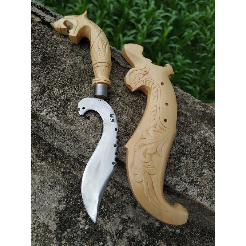 kujang stell sarung kayu kopi ukir