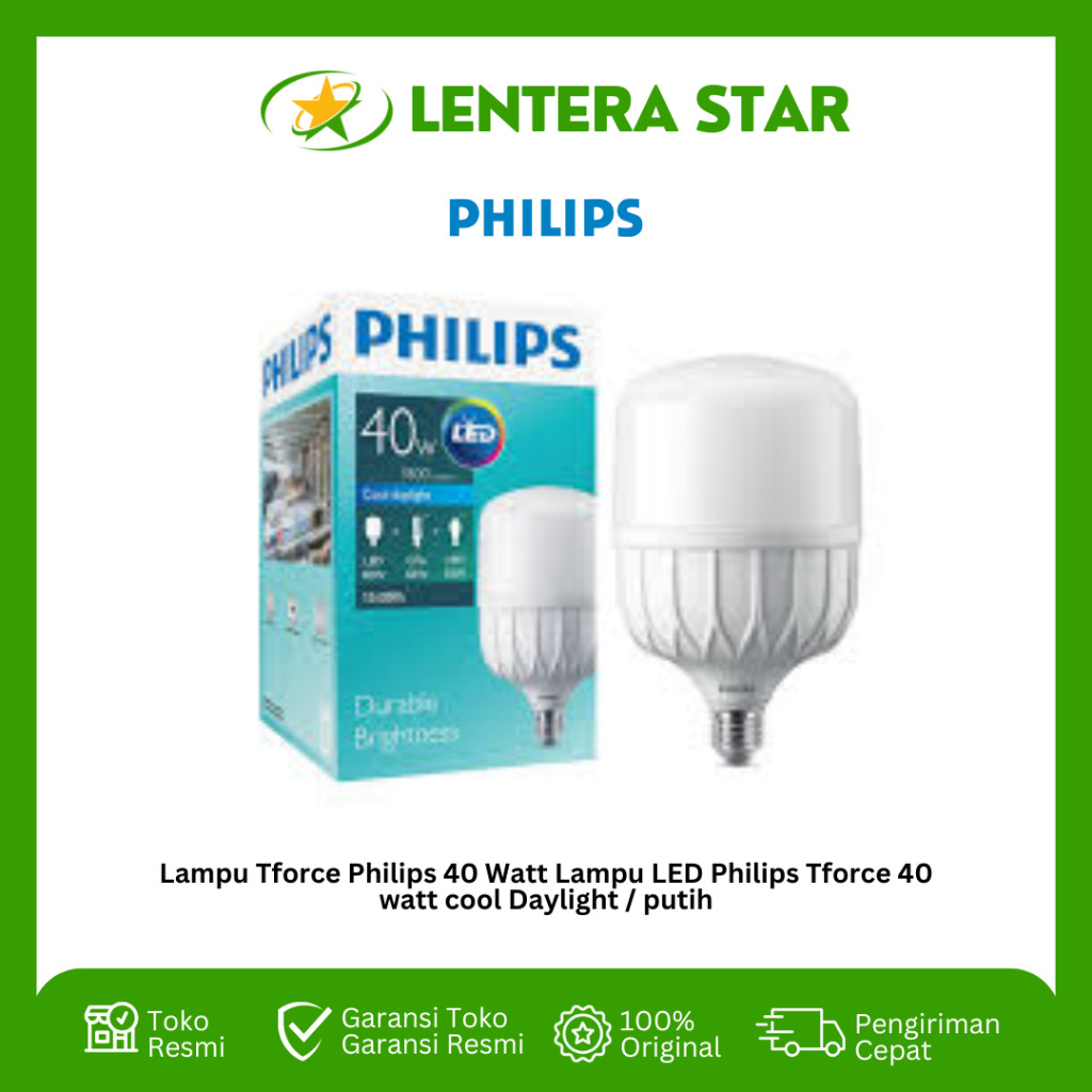 Lampu Tforce Philips 40 Watt Lampu LED Philips Tforce 40 watt cool Daylight / putih