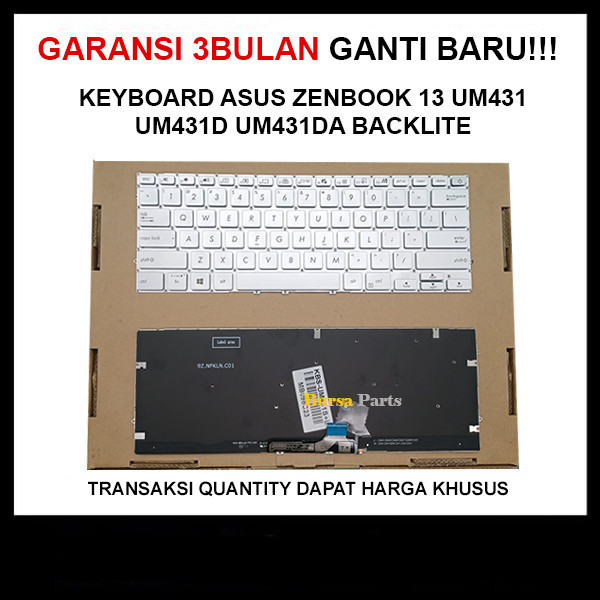 Keyboard Asus Zenbook 13 UM431 UM431d UM431da SILVER Backlite .