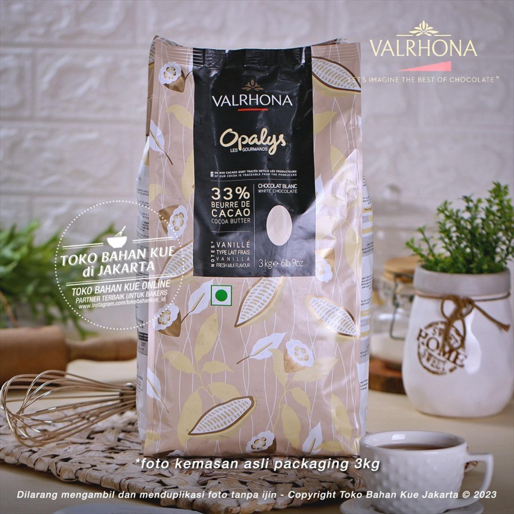 

Valrhona OPALYS 33% White Chocolate 3kg SAK Couverture Cokelat Putih