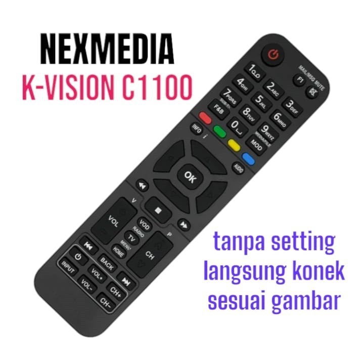 NEW HD ORIGINAL LANGSUNG KONEK- REMOT REMOTE STB PARABOLA RECEIVER NEXMEDIA KVISION C1100 / NEX MEDI