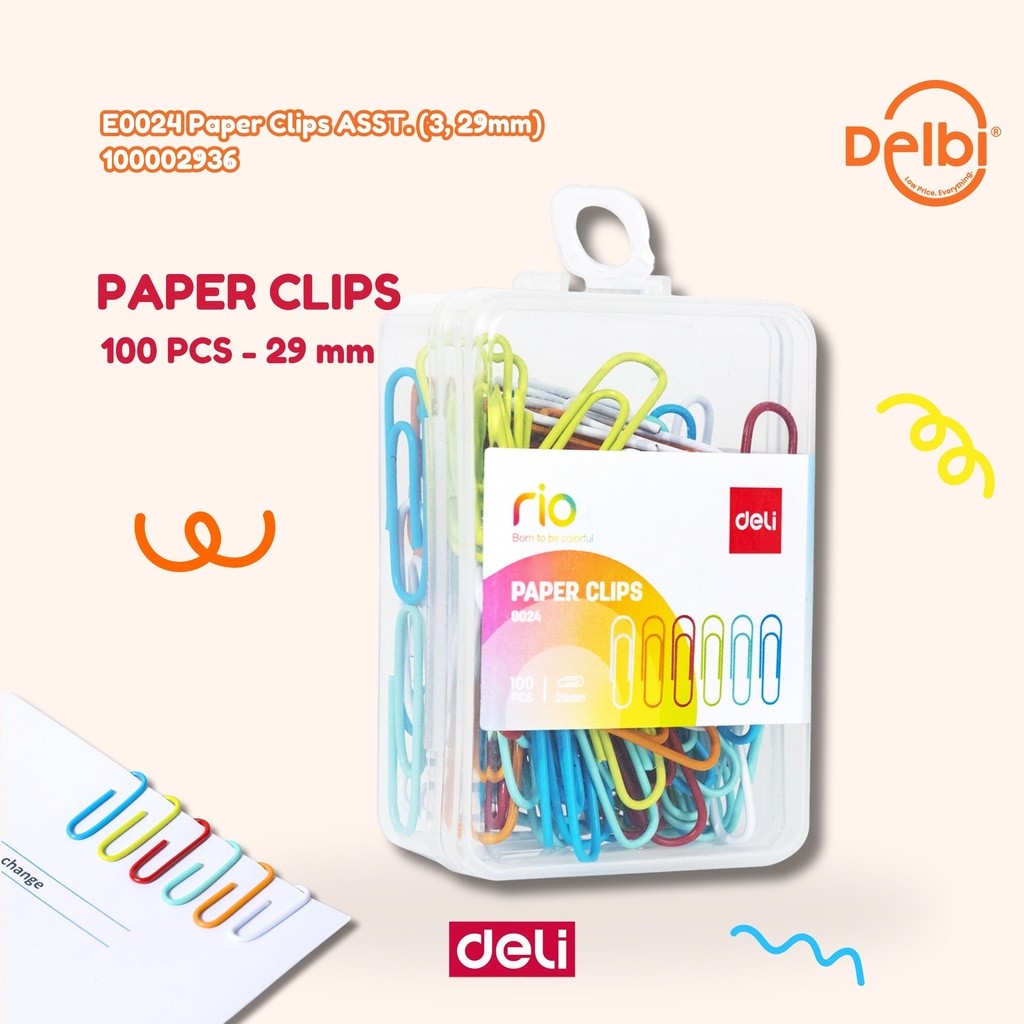 

KLIP PENJEPIT KERTAS / PAPER CLIP / TRIGONAL CLIP DELI 0024 E0024 Paper Clips ASST. (3, 29mm