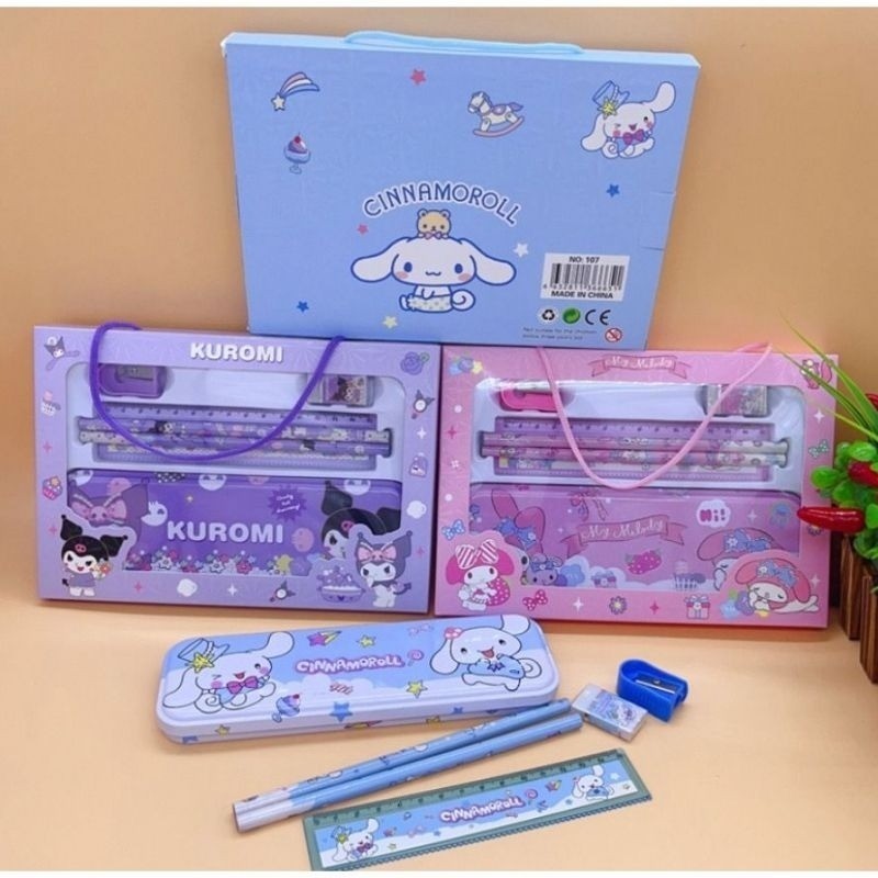 

HELENA STATIONARY SET 6IN1 TEMPAT PENSIL SET KARAKTER SANRIO KUROMI MELODY ALAT TULIS SANRIO VIRAL