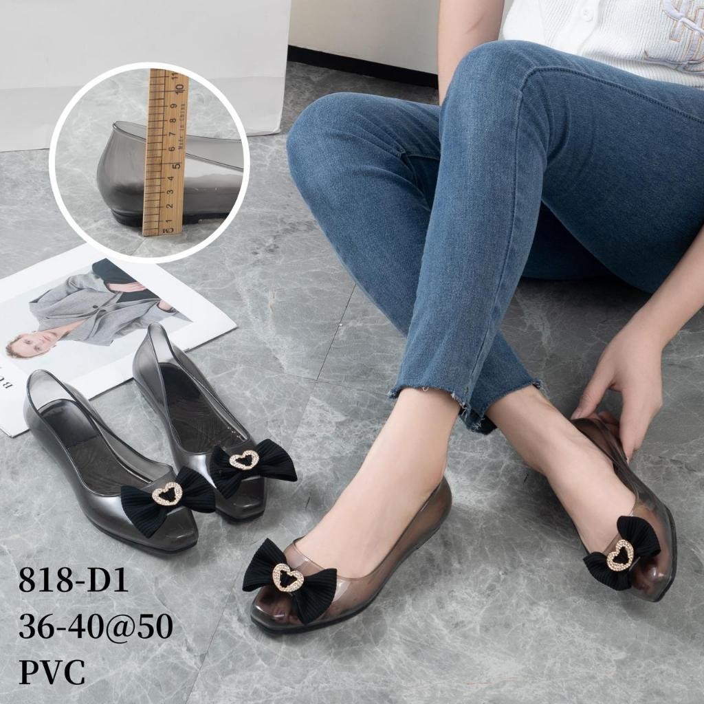 Sepatu Kaca Jelly Wanita Flatshoes Jelly Pita 818-D1