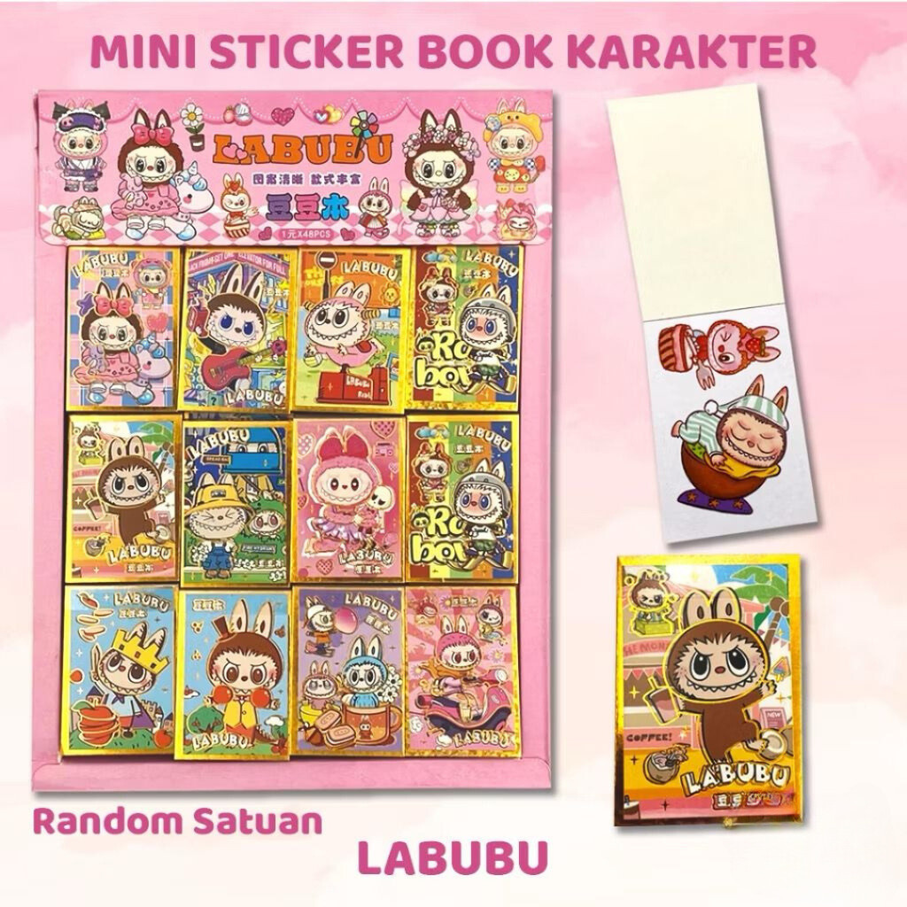 

Mainan Anak Mini Sticker Book Karakter Stiker Buku Tempel Kertas Boneka Labubu Viral Kecil Kartun