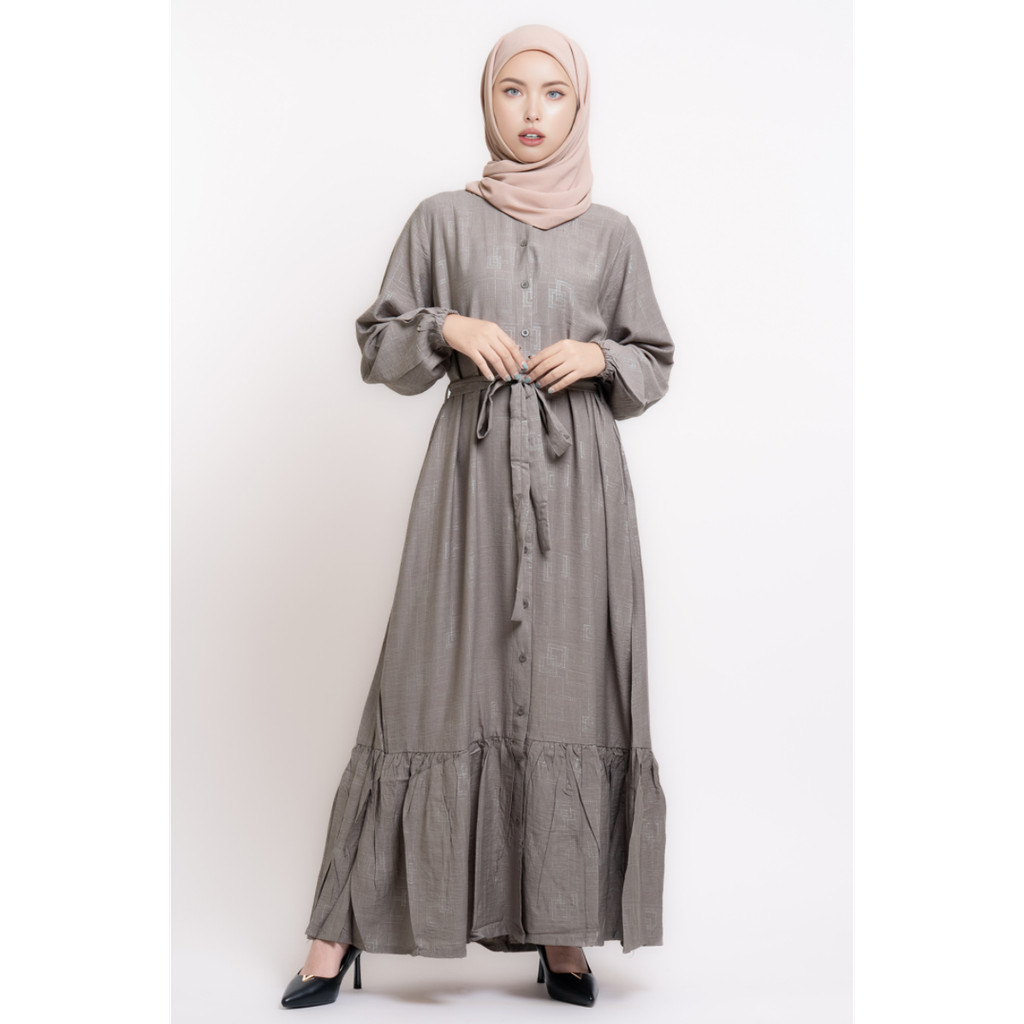 Puricia by Hassenda Gamis Wanita Motif Alesha Seal Grey