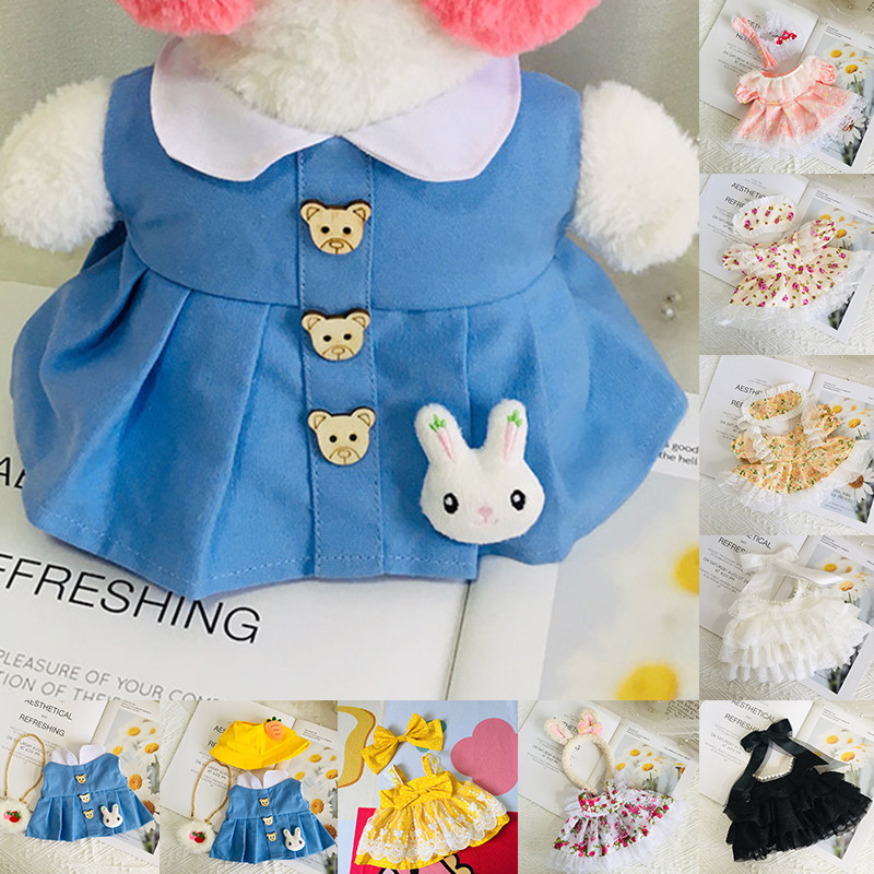 30cm Lalafanfan Clothes Little Yellow Duck Clothes Lolita Style Skirt Plush Dolls For 30cm Fluffy Du