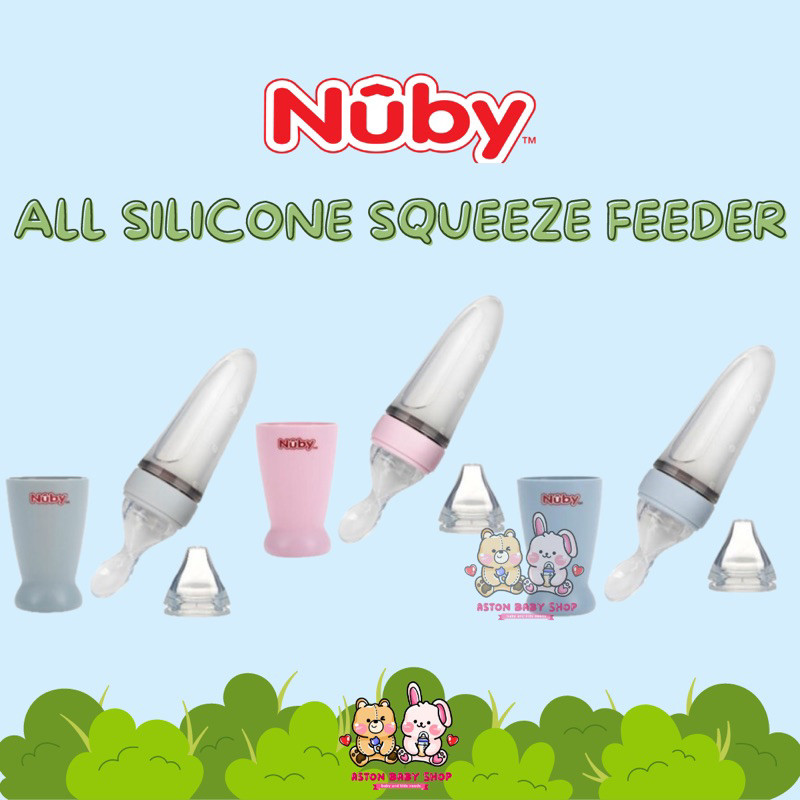 Nuby All Silicone Squeeze Feeder Fruit Feeder Juice Feeder Sendok Botol Silikon
