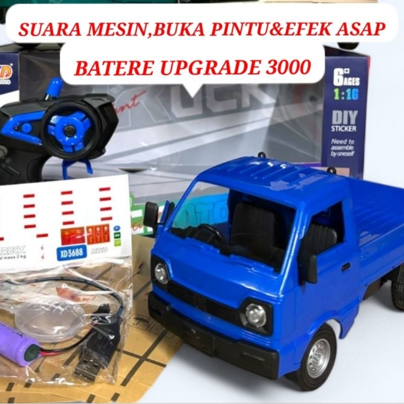 JU98Y Mobil Remote Control RC Carry Pickup Suara Mesin Keluar Asap Box Mainan Remot Kontrol 2,4Ghz U