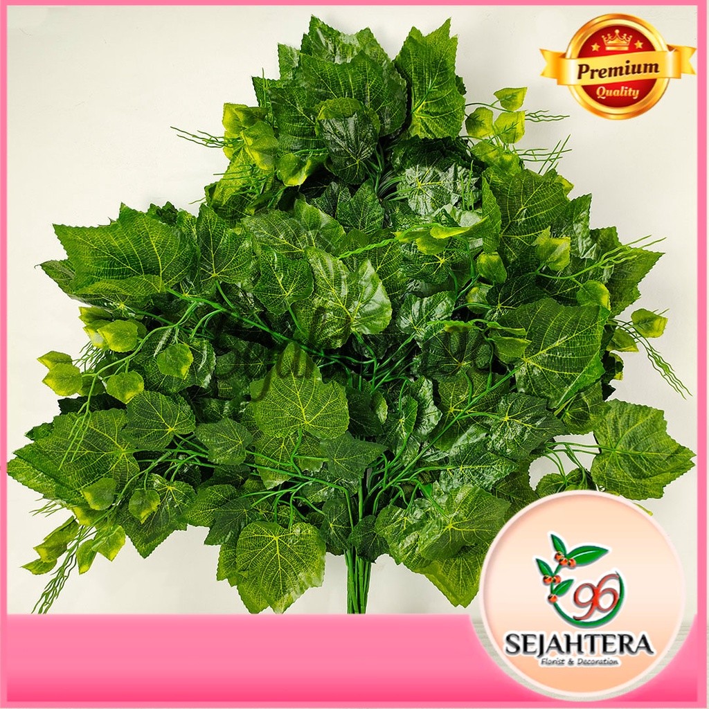 RDY RD Daun Anggur Griffin Cabang 3 Artificial 1 Lusin - Dekorasi/artifisial/grosir/import/palsu/pla