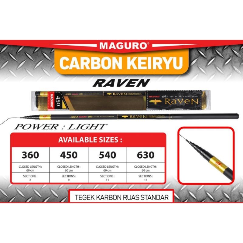 Joran Tegek / Pole Maguro Carbon Keiryu Raven Pilih Ukuran