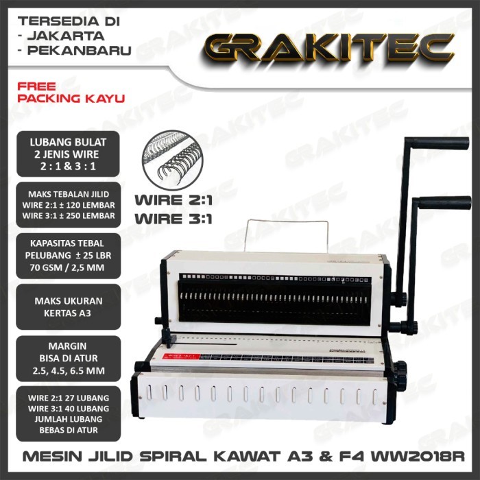 

Thosti Mesin Jilid Spiral Kawat WW2018R 3:1 & 2:1 F4 & A3 Lubang Bulat
