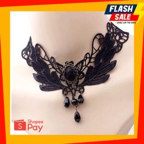 HALOWEEN 10.10 |  choker renda hitam gothic Halloween