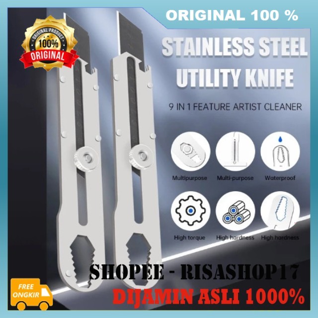 

BELI 1 GRATIS 1 Cutter Multifungsi Pisau Cutter Stainless Set Cutter Multifungsi 10 in 1 Cutter Serbaguna 100% ASLI