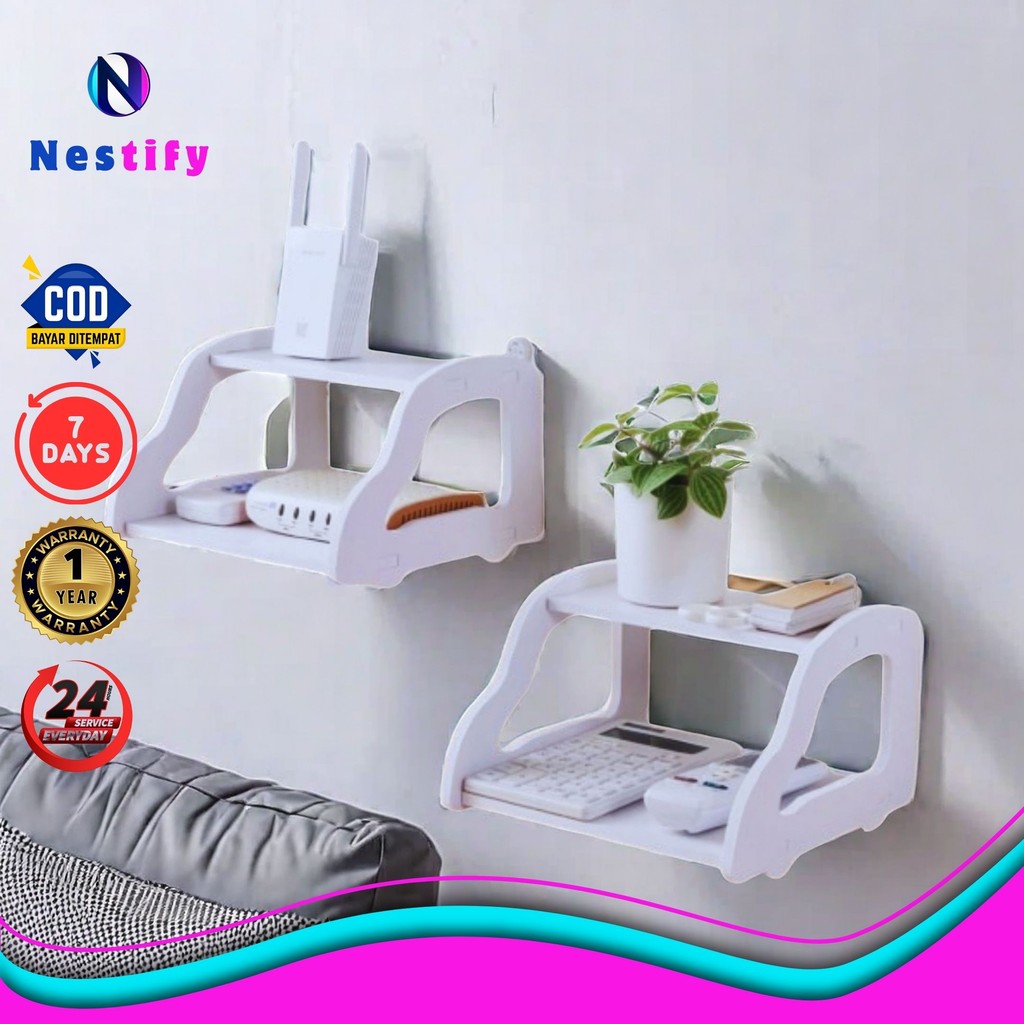 Nestify - Rak Meja/Dinding Double Multifungsi Vintage Minimalis untuk Desktop Storage Dekoraasi Hias