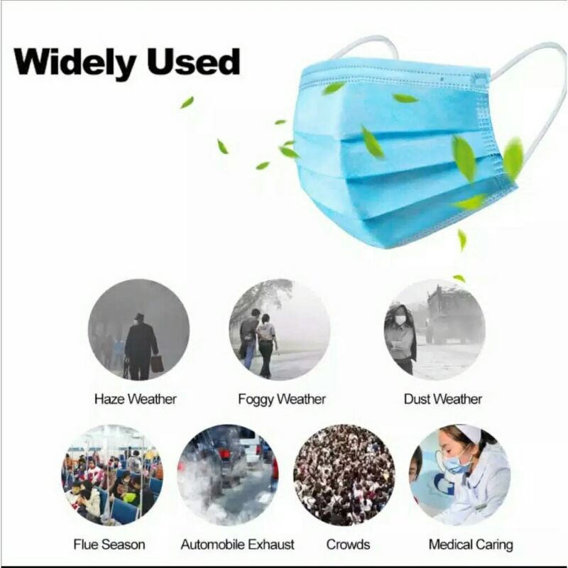 Goto Disposable Mask Enviro 3 Ply Facemask Earloop Masker 3Ply biru