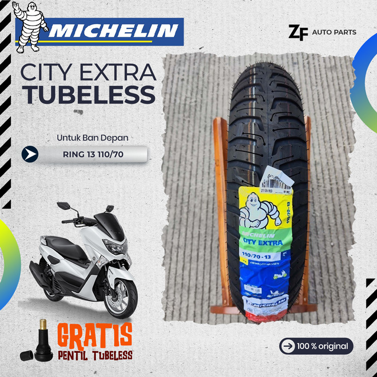 BAN MOTOR NMAX MICHELIN CITY EXTRA Ring 13 TUBELESS DEPAN BELAKANG NMAX