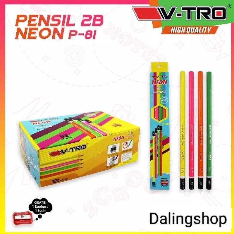 

Pensil 2B per pack isi 12pcs[Bonus Rautan] Pensil 2B Neon Pensil 2B V-tro Neon