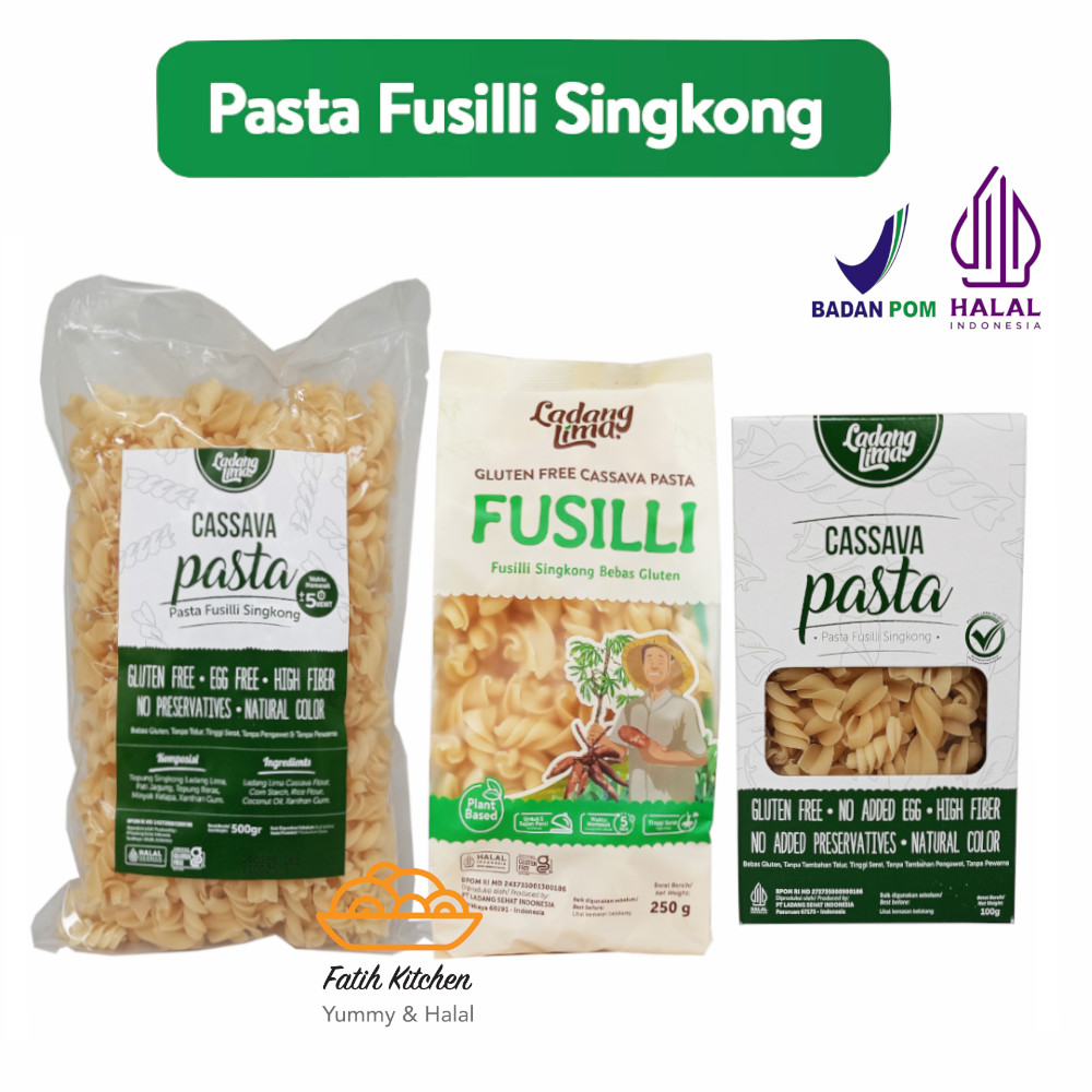 

LADANG LIMA Cassava Pasta Fusilli Gluten Free, Tinggi Serat Sehat Tanpa Telur & Pengawet