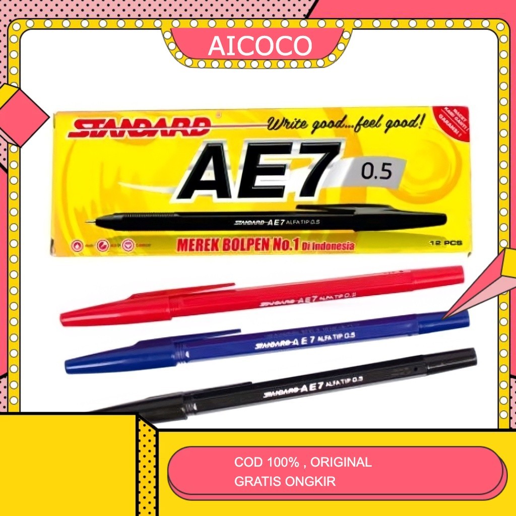 

AICOCO HOUSEWARE Pulpen Standard Hitam / Pena Ballpoint Standard AE7 0,5 ( Perpcs )