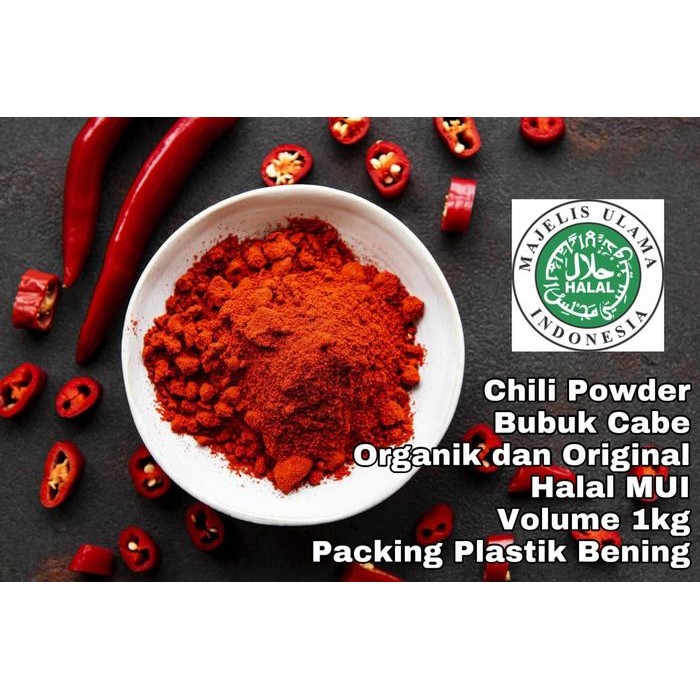 

Chili Powder 1kg Bubuk Cabe Halus Organik Halal Premium