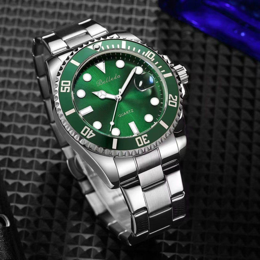 Jam Tangan Pria Belleda 9479-2 Rantai Stainless Steel Analog tanggal Aktif Anti Air 3 Atm