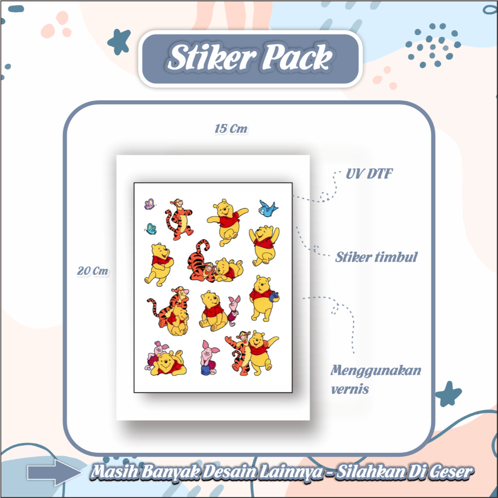 

Stiker Sticker Setiker Setikker Pack UV DTF Motif Cartoon Cute Hijau Kuning Merah P28