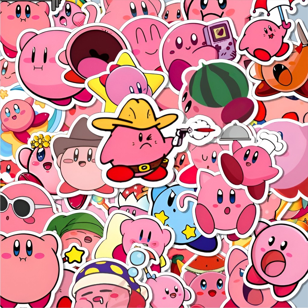 

100PCS Lucu Stiker Kirby Stiker Aesthetic Stiker Anti Air Stikers Berperekat Waterproof sticker decal buat Motor Helm Buku Journal Koper Casing HP Laptop Botol Minum Hadiah anak