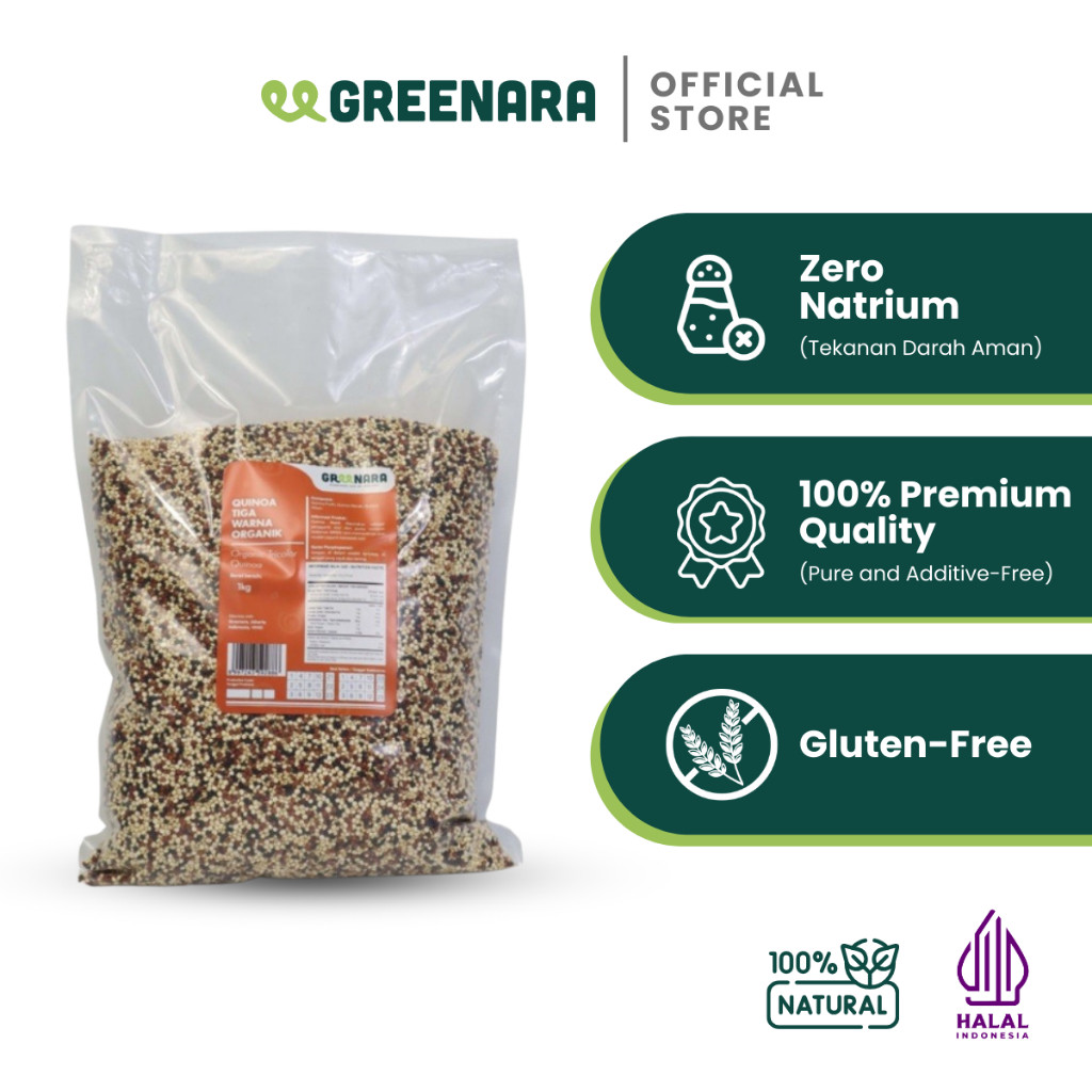 

New Greenara - Quinoa Putih, Hitam Merah 1Kg / Tri Color Quinoa Terlaris
