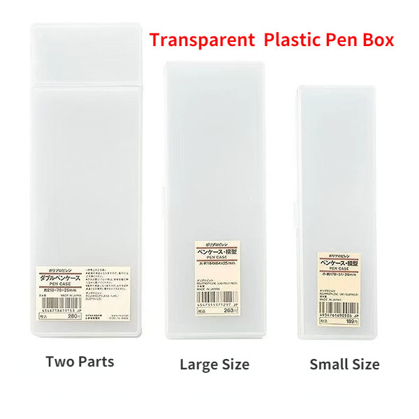 

Japan Transparent Mujis Plastic Pens Box for Sool Pencil Case Extra Large Kawaii Pen Box Pencil Bag Stationery