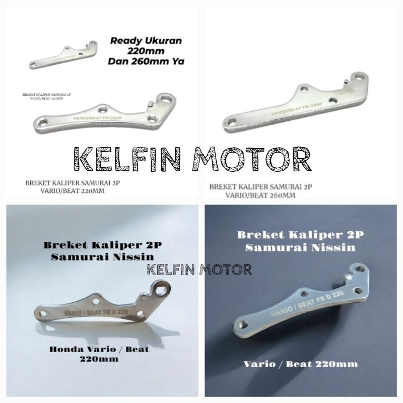 KFM Breket Kaliper Nissin Samurai 2P 2 Piston Disc 260mm 220mm PNP Beat Scoopy Vario breket bracket 
