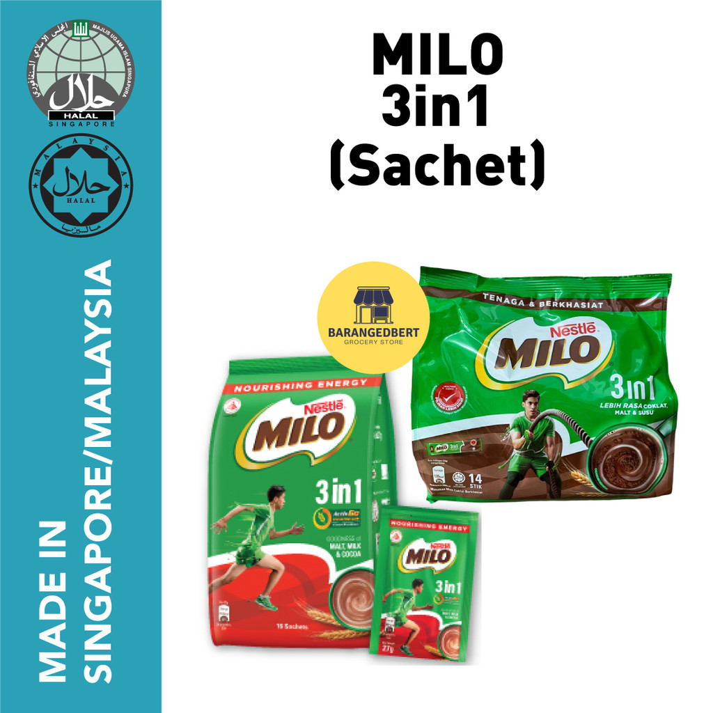 

NESTLE MILO 3in1 Malaysia Susu Bubuk Coklat Original MY/SG (ECER/SACHET)