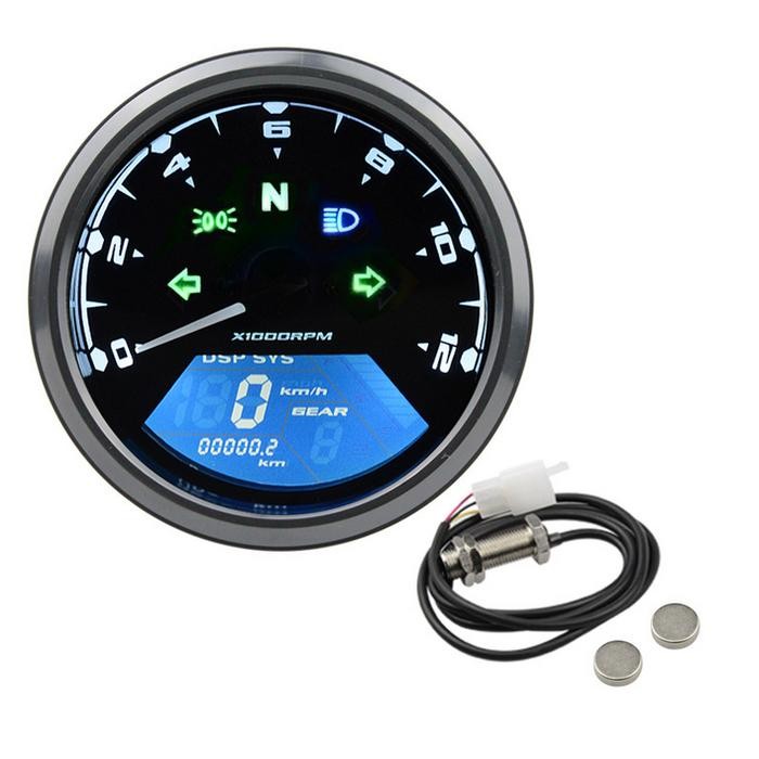 Speedometer motor Digital Bulat bisa dipasang di Kawasaki W175 - Digital