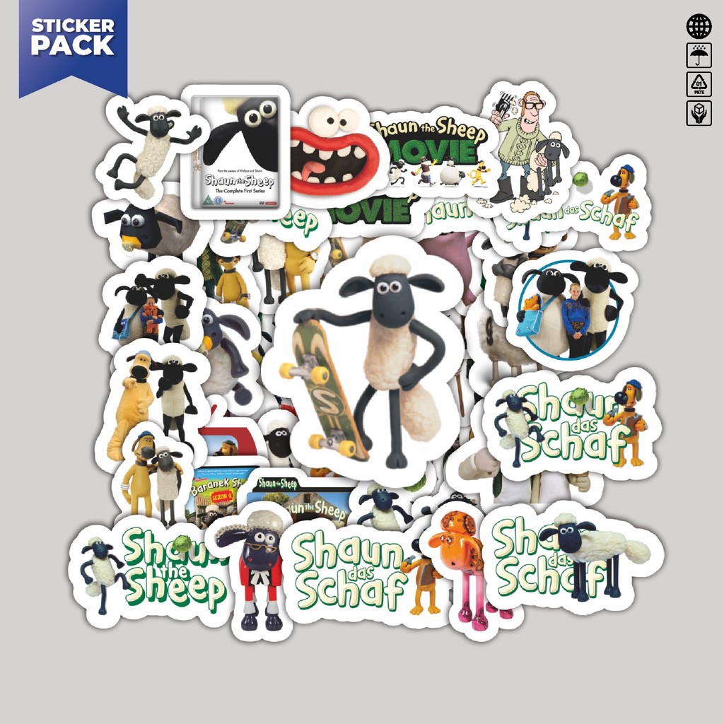 

[100PCS]Stiker Pack Stiker Kartun Shaun The Sheep Aesthetic Vinyl Anti Air Dekorasi Sticker Laptop Buku Journal Koper Helm Casing HP Gitar Helm Skateboard