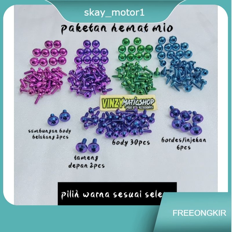 paketan baut titanium Mio sporty Mio smile isi 40baut
