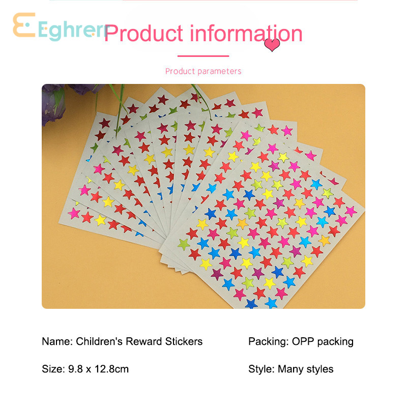 

Eeghrerr Colored Five Point Star Gold Blocking Star Sticker Stationery Children Reward Sticker