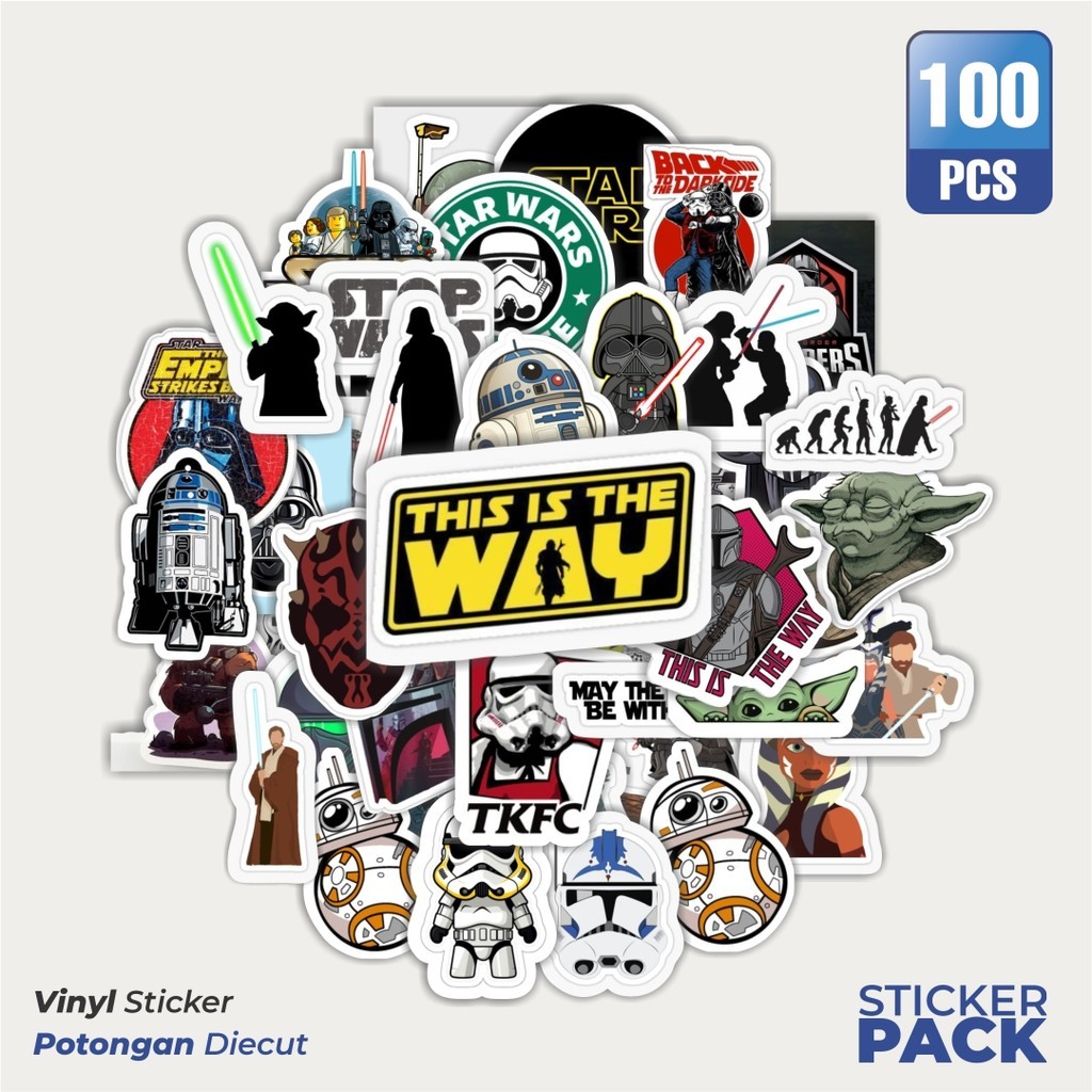 

MURAH 100 PCS Stiker Star Wars Waterproof Aesthetic- Untuk Laptop, Motor, dan Helm - Paper Stationery Pack