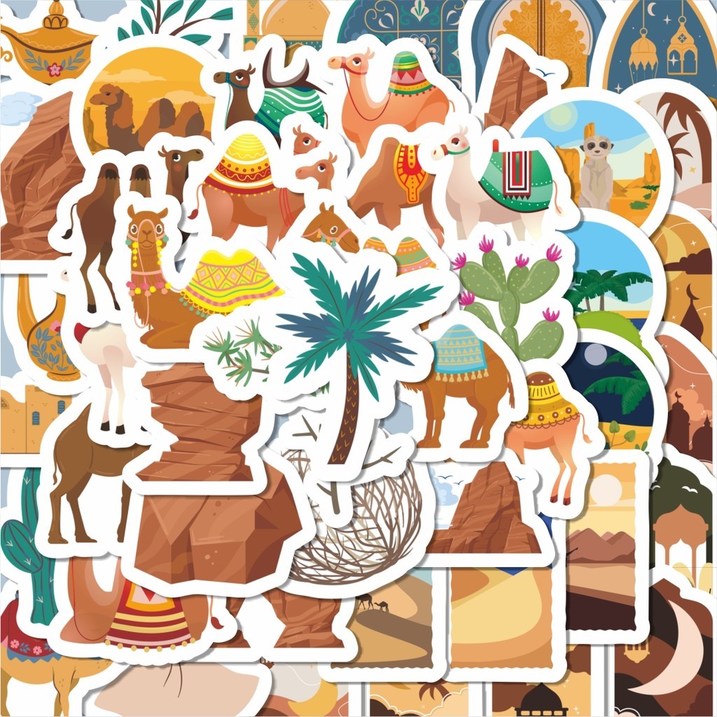 

100PCS Lucu Stiker Gurun Camel Kartun Stiker Aesthetic Stiker Anti Air Stikers Berperekat Waterproof sticker decal buat Motor Helm Buku Journal Koper Casing HP Laptop Botol Minum Hadiah anak