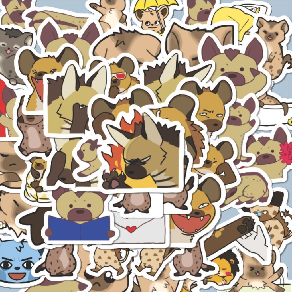 

100PCS Lucu Stiker Hewan Hyena Stiker Aesthetic Stiker Anti Air Stikers Berperekat Waterproof sticker decal buat Motor Helm Buku Journal Koper Casing HP Laptop Botol Minum Hadiah anak