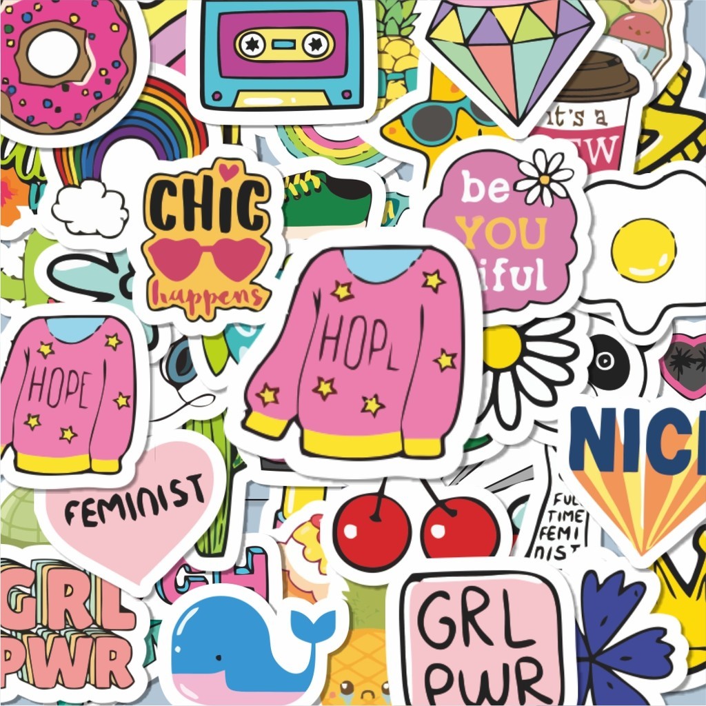 

100PCS Lucu Stiker VSCO Girls & Boys Stiker Aesthetic Stiker Anti Air Stikers Berperekat Waterproof sticker decal buat Motor Helm Buku Journal Koper Casing HP Laptop Botol Minum Hadiah anak