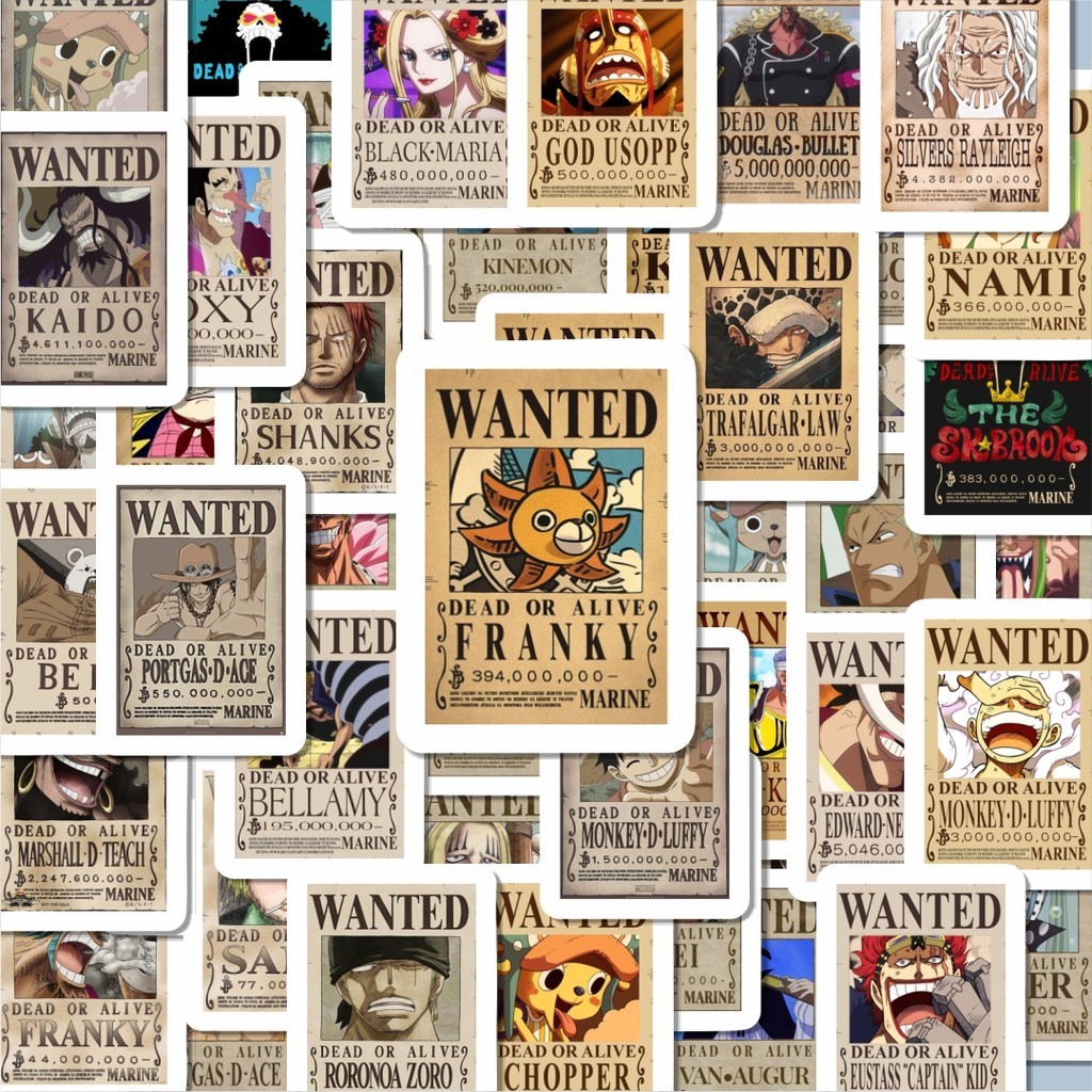 

100PCS Lucu Stiker Anime One Piece Wanted Stiker Aesthetic Stiker Anti Air Stikers Berperekat Waterproof sticker decal buat Motor Helm Buku Journal Koper Casing HP Laptop Botol Minum Hadiah anak
