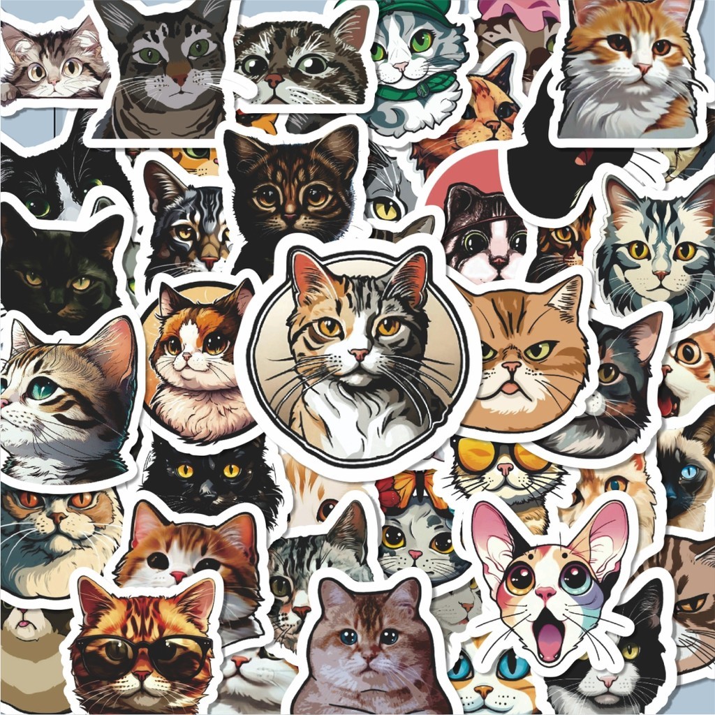 

Stiker Aesthetic Stiker Anti Air Stikers Berperekat Waterproof sticker decal buat Motor Helm Buku Journal Koper Casing HP Laptop Botol Minum Hadiah anak Stiker Cat/Kucing Kawaii V3 Dekorasi Lucu Kreatif untuk Notebook, Skateboard, HP