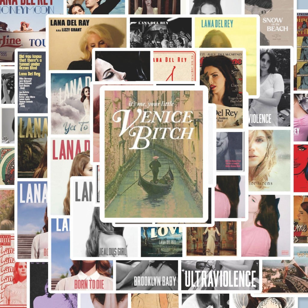 

100PCS Lucu Stiker Album Musik Lana Del Rey Stiker Aesthetic Stiker Anti Air Stikers Berperekat Waterproof sticker decal buat Motor Helm Buku Journal Koper Casing HP Laptop Botol Minum Hadiah anak