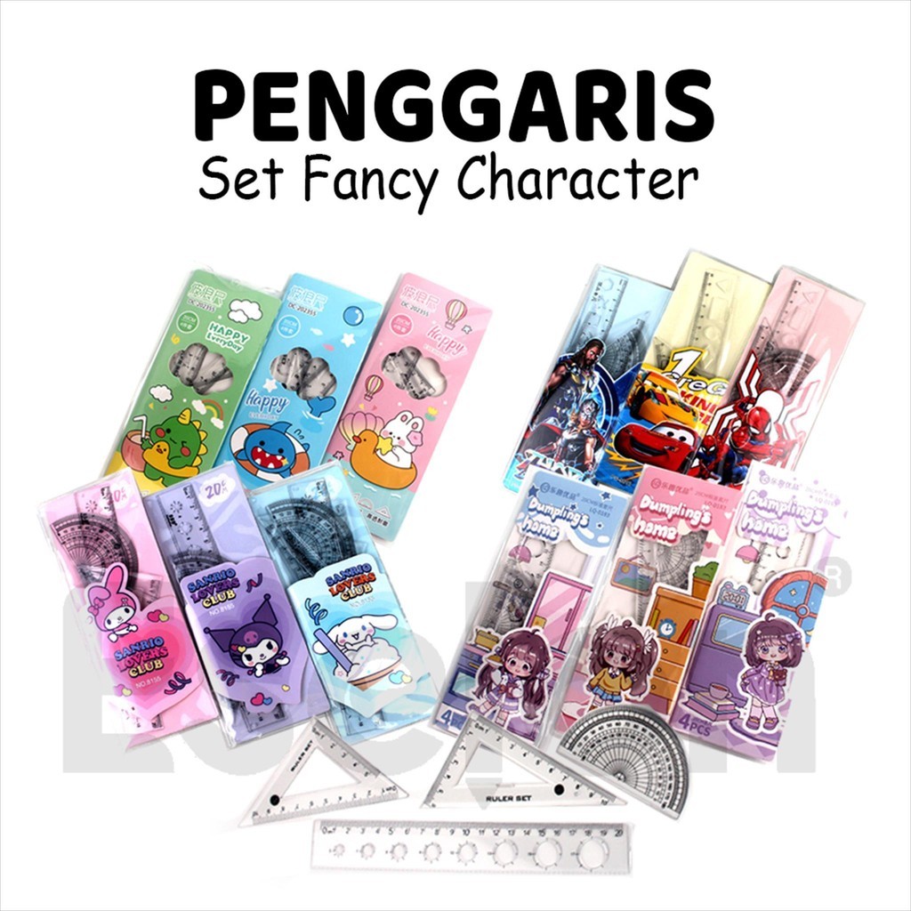 

Penggaris Set 4in1 / Penggaris Fancy / Penggaris Set Karakter 20cm