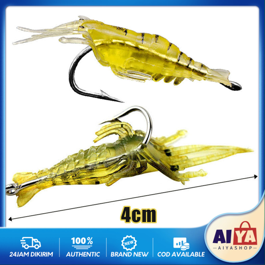 10Pcs Udang Casting Soft Lure Umpan Pancing Udang Tiruan (4cm) Sudah Terpasang Hook Kail