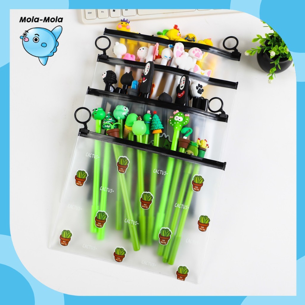 

HL0078 Pena Karakter Set Pouch Isi 20 Pcs Tempat Pensil Transparan Zipper Bag Y1072