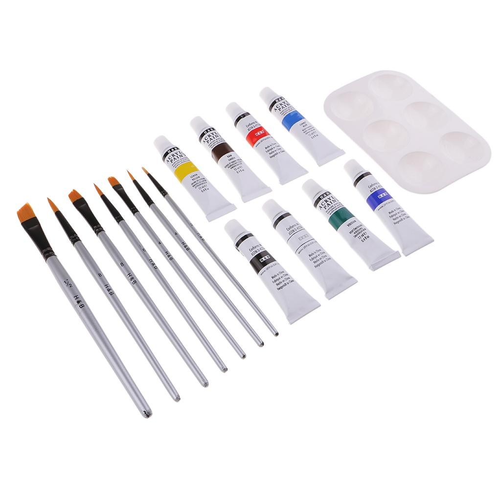 

Tube Acrylic Pigment with 7 Nylon Brushes Art Painting Drawing Tools Supplies for Art painting Graffiti