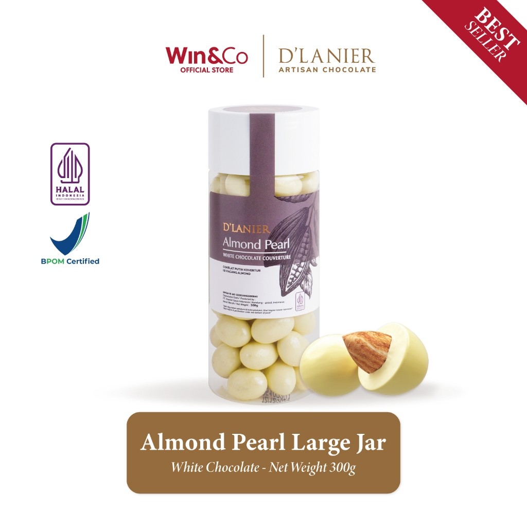 

D'Lanier Almond Pearl with White Chocolate - 300 Gr (Large Jar)
