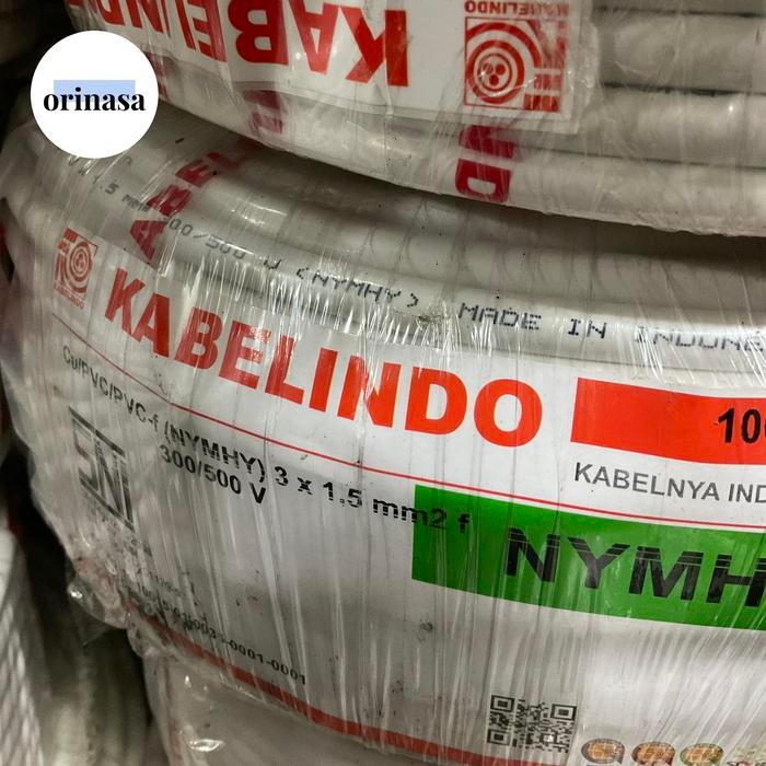 Kabel Listrik NYMHY 3x1.5 3x1,5 Putih Kabelindo 100M 100 Meter